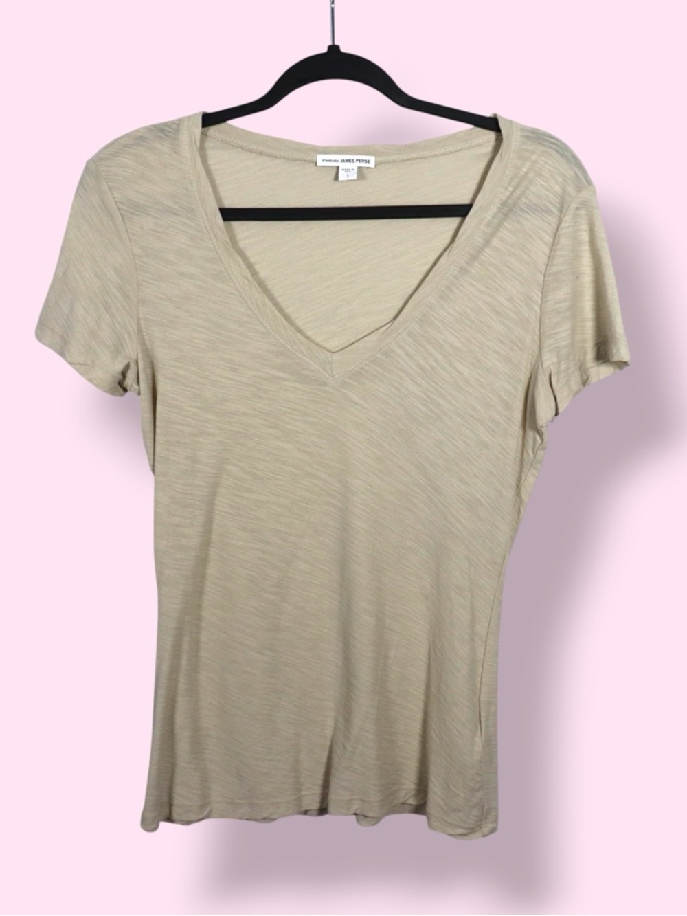 James Perse Standard V-Neck Tee Size 1 Cream Made USA The Boys Film Production